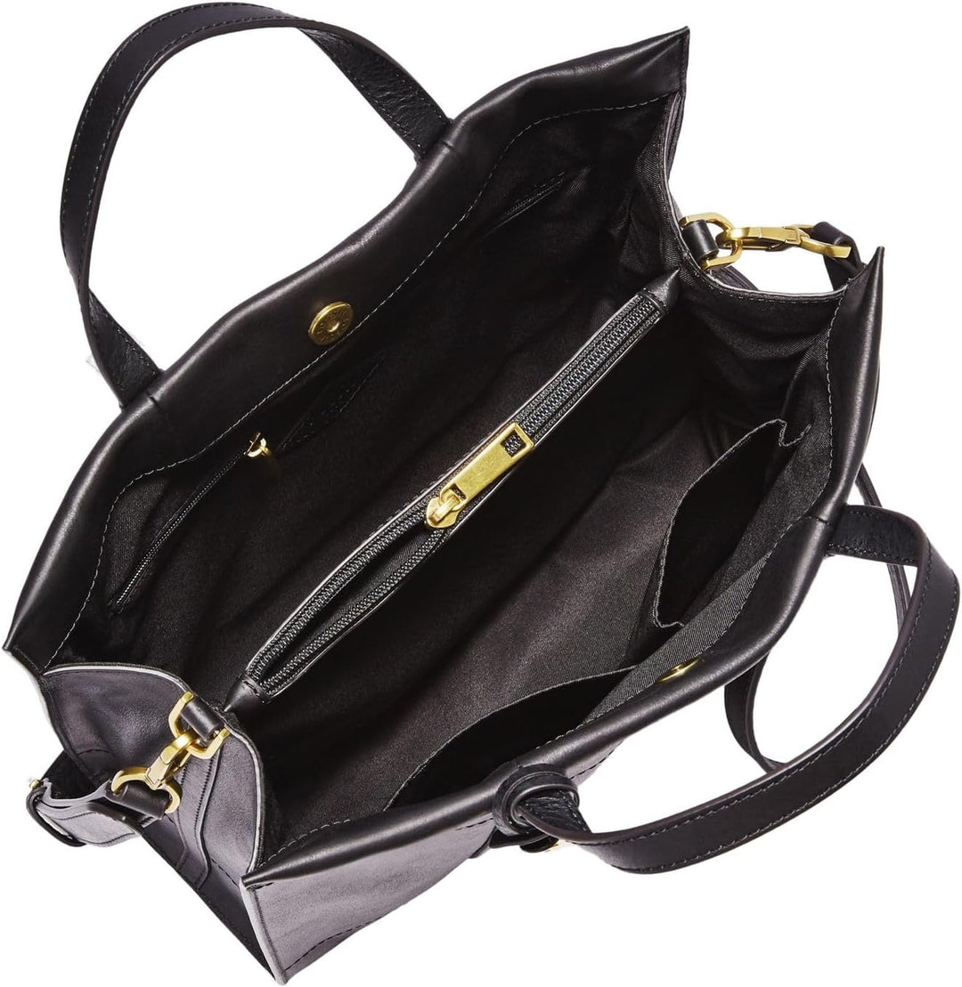 Fossil Damen Carmen Shopper Ledertasche 30,8 cm L x 12,1 cm B x 26,4 cm H Schwarz, Schwarz