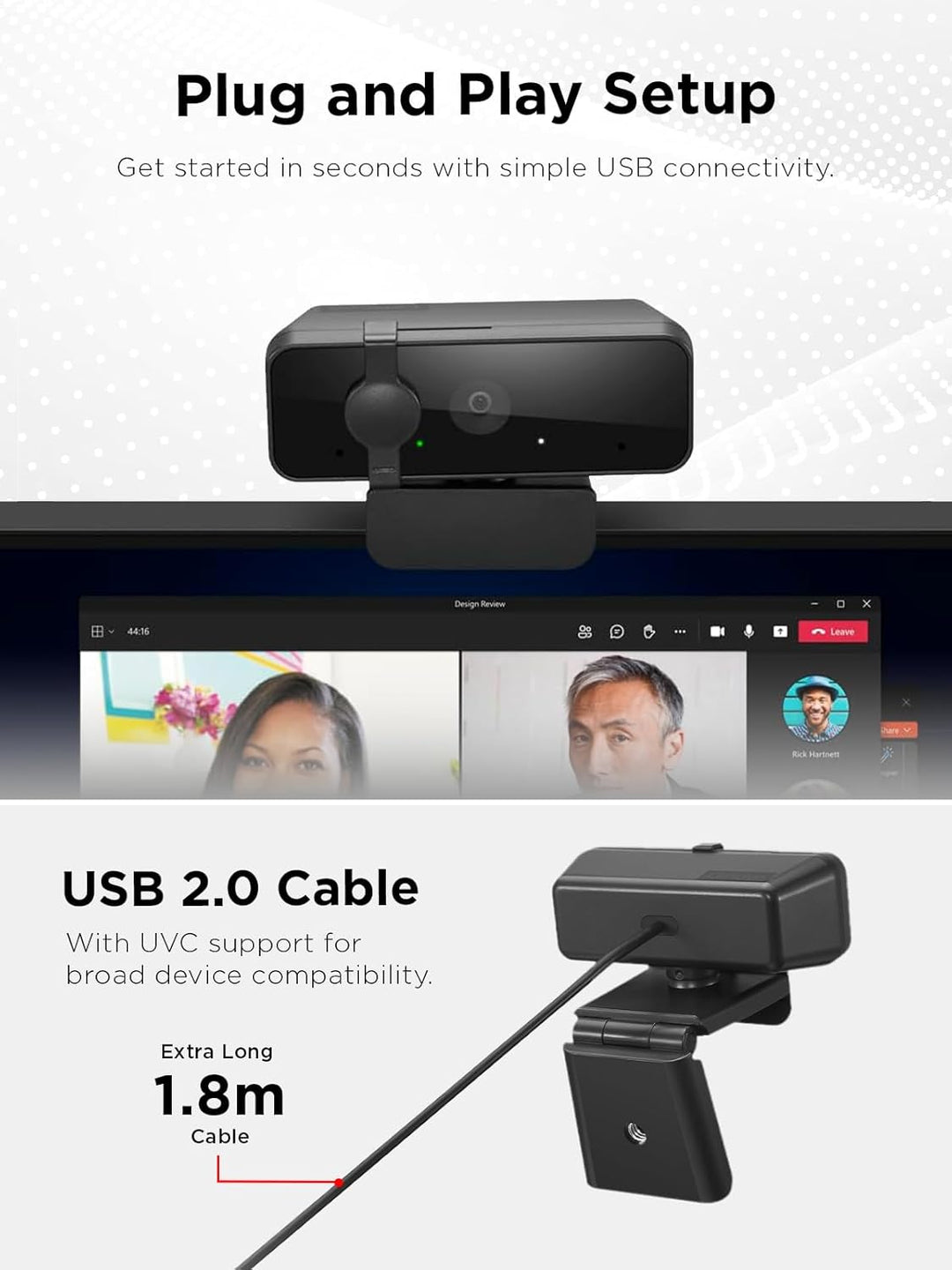 Lenovo Essential Fhd Gen2 Webcam 1920 X 1080 Pixels USB 2.0, 4XC1S15018