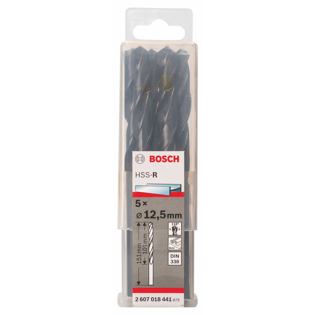 Bosch Pro Metallbohrer HSS-R rollgewalzt (5 Stück, Ø 12,5 mm) Durchmesser: 12.5/Gesamtlänge in mm: 1
