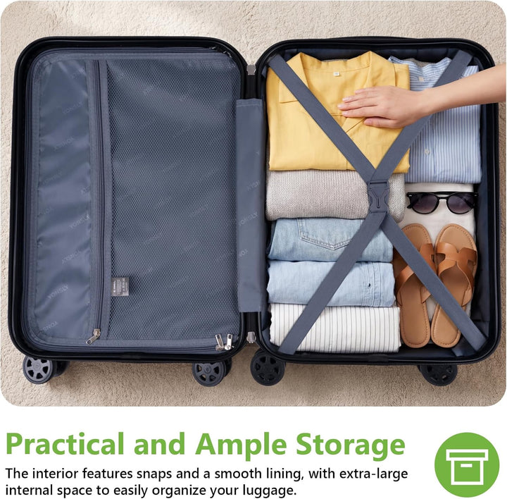 Suitcase, TSA-Schloss YKK-Reissverschluss Reisekoffer, Hartschalenkoffer, Gepäck Trolley, 4 Rollen R