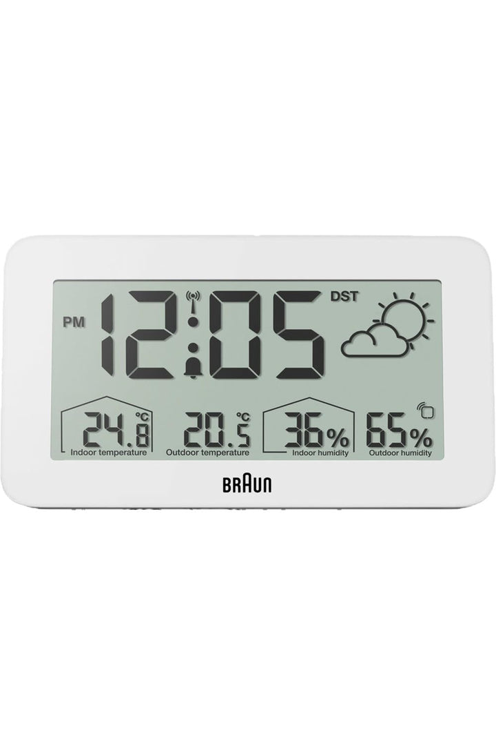 Braun Central European Time Zone (DCF) Digitale Funkwetterstation mit Innen- und Aussentemperatur- u