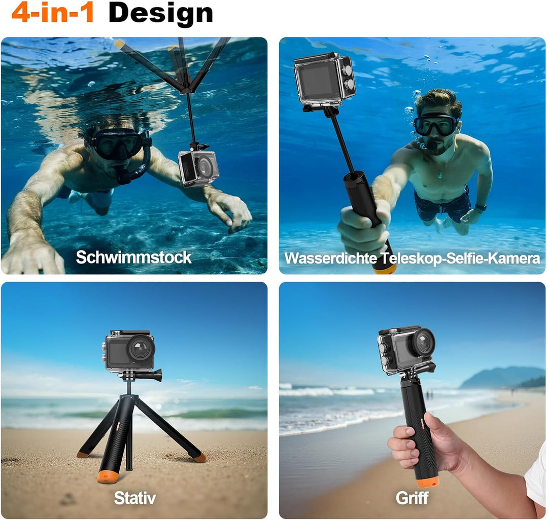 SVBONY SVGo2 4K Unterwasserkamera, Touchscreen 50 MP Action Kamera, Zwei Bildschirme, wasserdichte 3