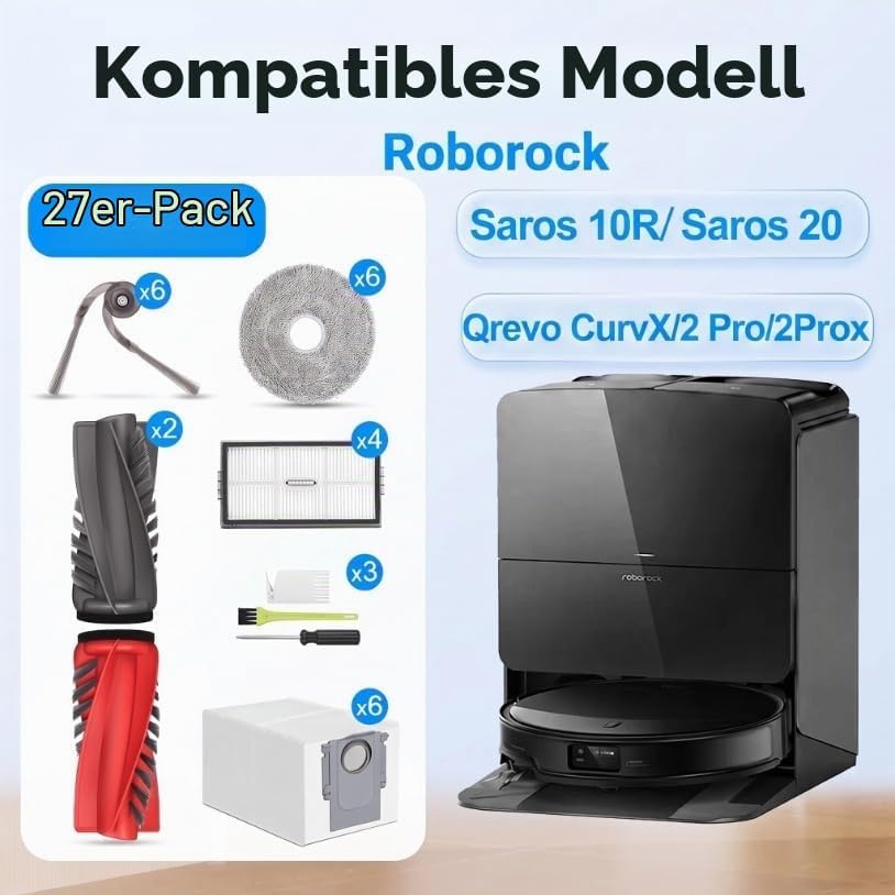 Ersatzteile Zubehörset für Roborock Saros 10R / Qrevo CurvX/Qrevo Curv 2 Pro, and Qrevo Curv 2 Pro X