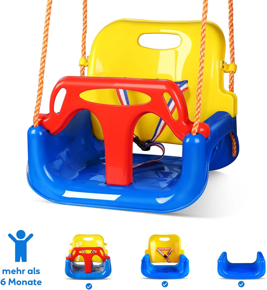 Glymnis Babyschaukel 3 in 1 Kinderschaukel Babysitz verstellbar und mitwachsend Schaukelsitz Gartens