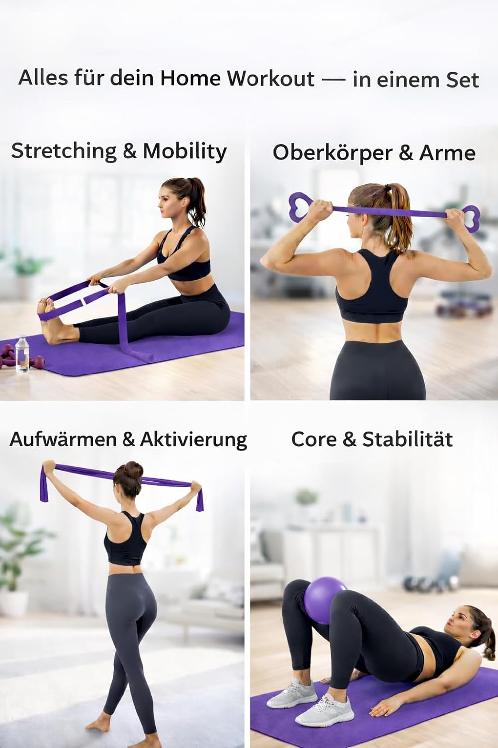 Pilates-Set für zu Hause – Pilates-Trainingsset mit Widerstandsbändern, Pilatesball & Zubehör – Home