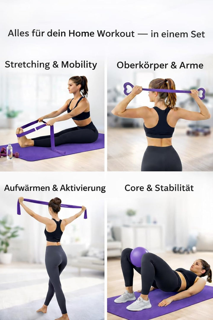 Pilates-Set für zu Hause – Pilates-Trainingsset mit Widerstandsbändern, Pilatesball & Zubehör – Home