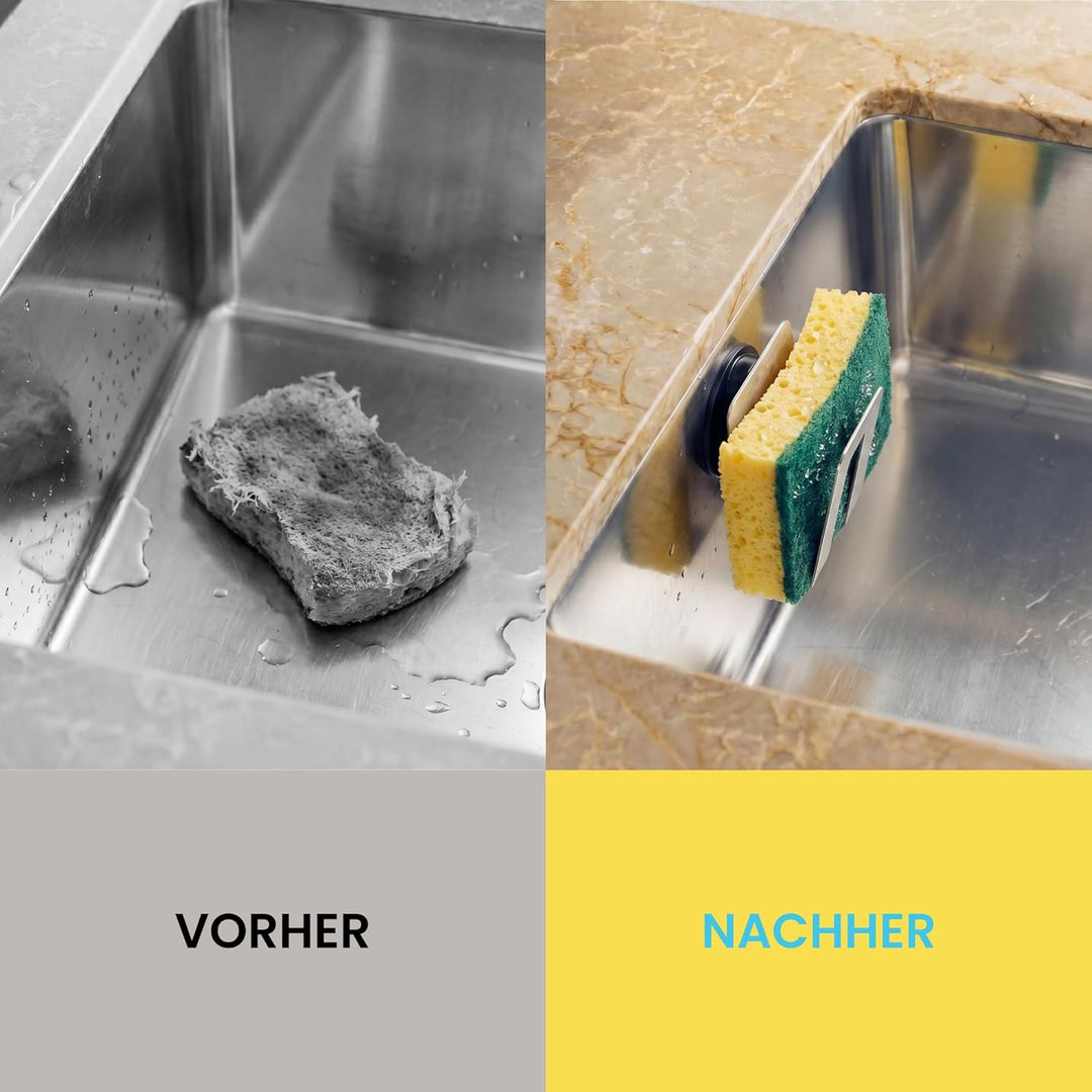 Happy Sinks Magnetischer Schwammhalter für Küchenspüle – für Stahl-, Metall- und Verbundspülen, mit