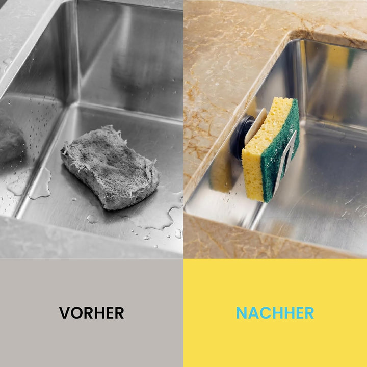 Happy Sinks Magnetischer Schwammhalter für Küchenspüle – für Stahl-, Metall- und Verbundspülen, mit