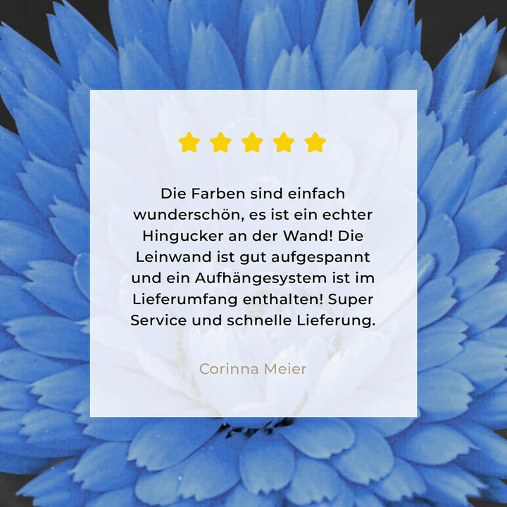 MuchoWow Leinwand Bilder, Einzigartige Wanddeko mit Rahmen, Blumen - Schwarz - Weiss - Blau, Wandbil