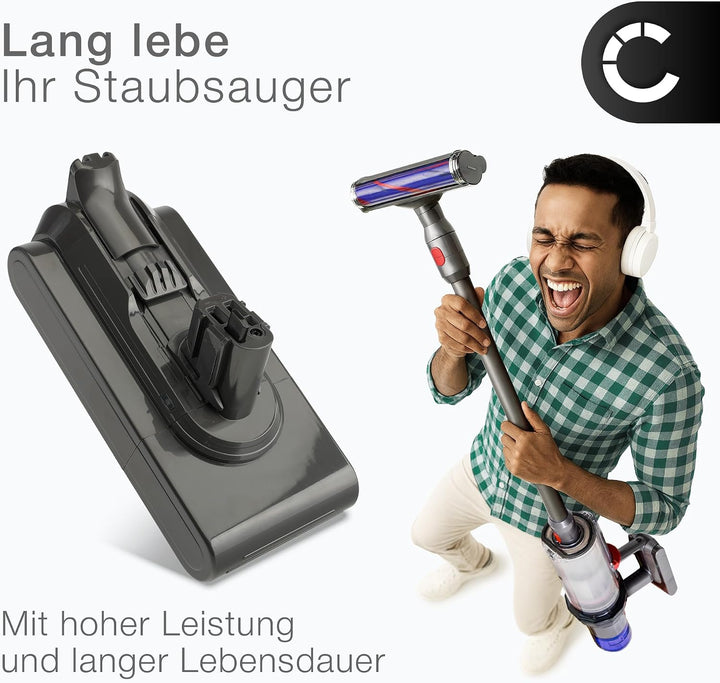 CELLONIC 1x Akku kompatibel mit Dyson 355983, Absolute Pro, SV18 | 1x, (4000mAh-25.2V-Lithium-Ionen)