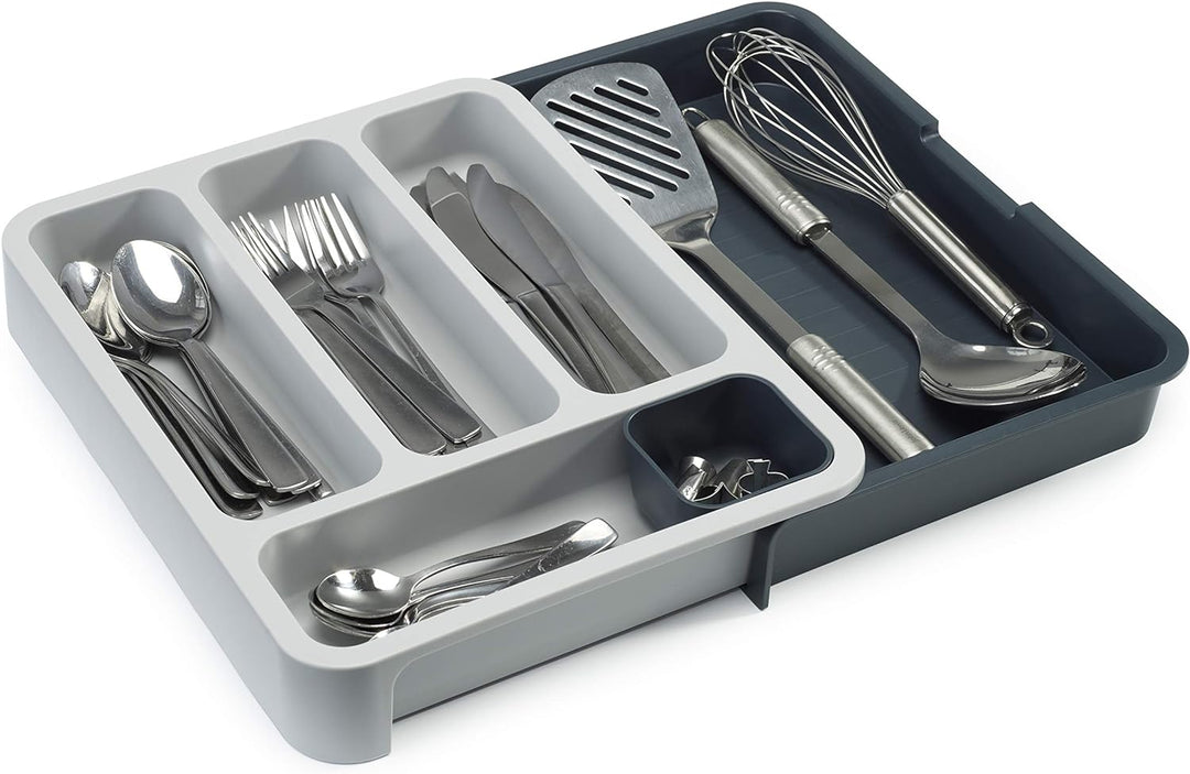 Joseph Joseph Drawer Store Erweiterbarer Besteckkasten- Grau Blau, 37x27.8x5.3 cm, Grau Blau