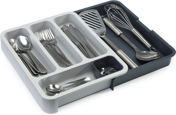 Joseph Joseph Drawer Store Erweiterbarer Besteckkasten- Grau Blau, 37x27.8x5.3 cm, Grau Blau