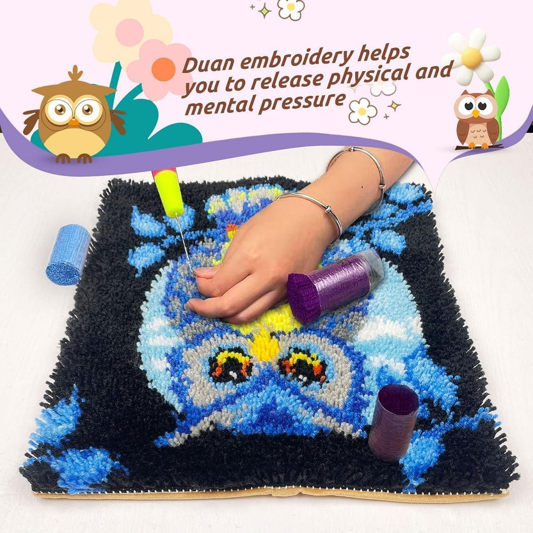 YOOTOM Knüpfteppich Zum Selber knüpfen, Knüpfsets Latch Hook Kit Selbst Knüpfen Set für Kinder und E
