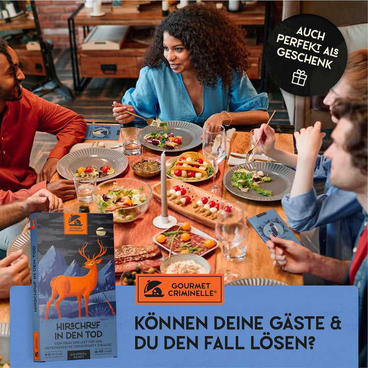 Gourmet Criminelle® Krimidinner für zuhause I 4-6 Personen I Mysteriöser Mordfall Hirschruf in den T