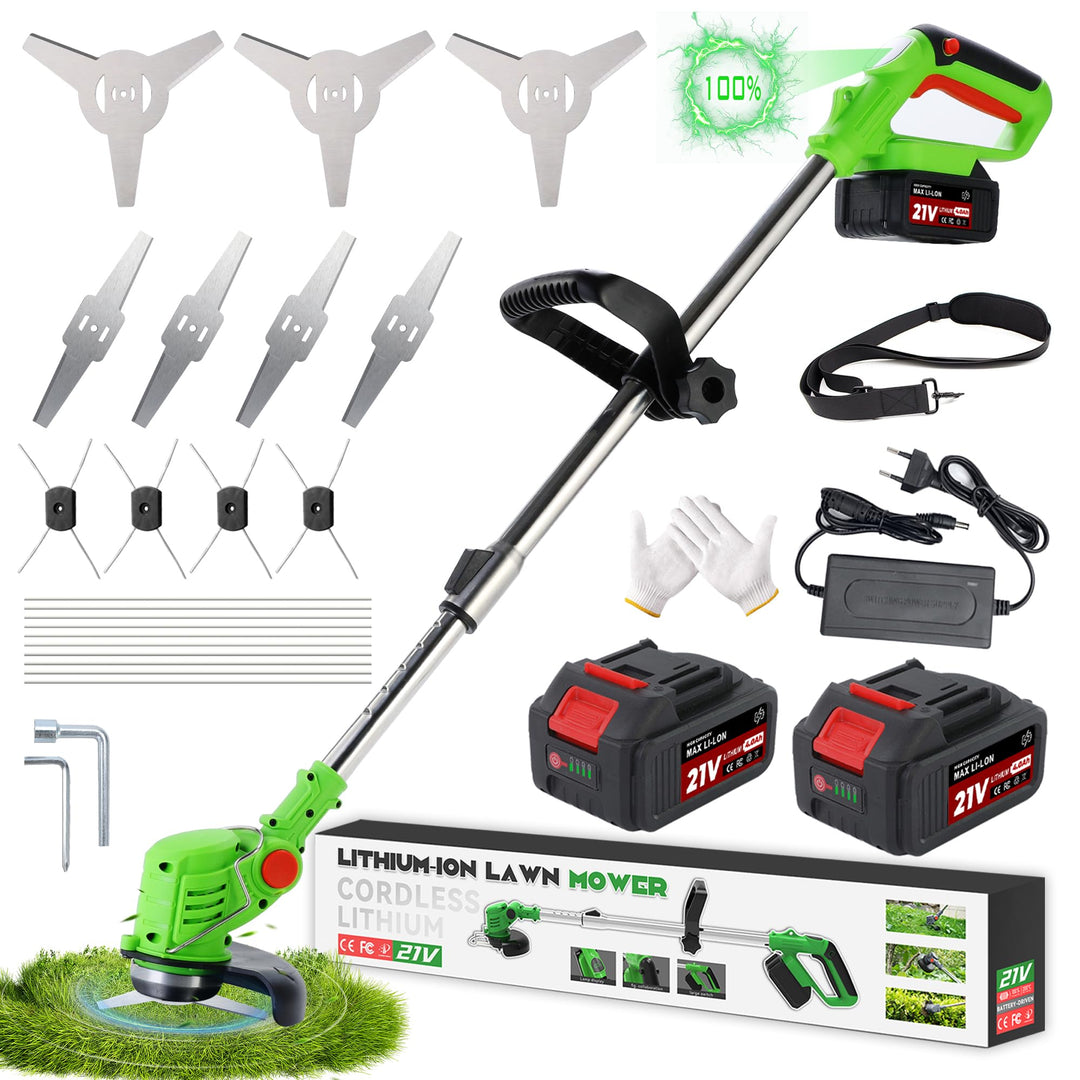 Rasentrimmer mit Akku,Akku-Rasentrimmer Rasenkantenschneider,Elektrischer Motorsense Freischneider m