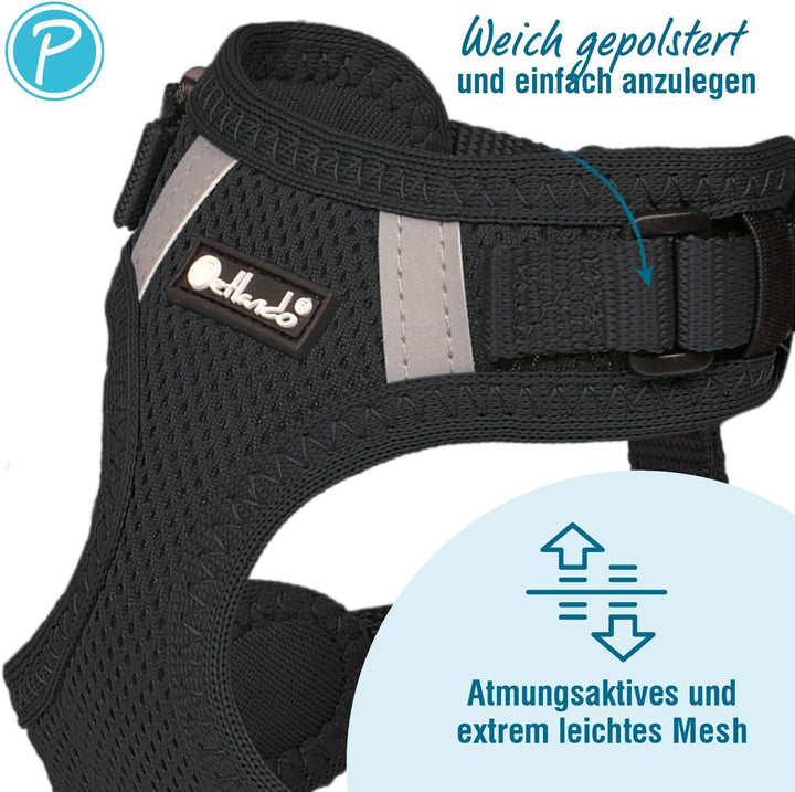 Petlando Hundegeschirr Mesh Vest, leichtes Brustgeschirr aus weichem Mesh & Nylon, stufenlos verstel
