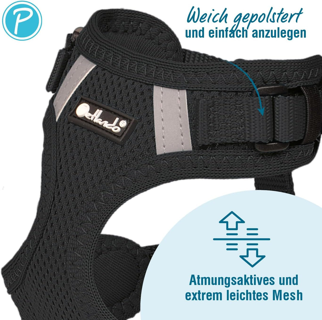 Petlando Hundegeschirr Mesh Vest, leichtes Brustgeschirr aus weichem Mesh & Nylon, stufenlos verstel