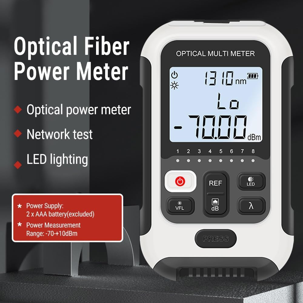 Glasfaser Leistungs Messer, 3 In 1 FTTH Glasfaser Tester Mit Optisches LeistungsmessgeräT, Netzwerkk
