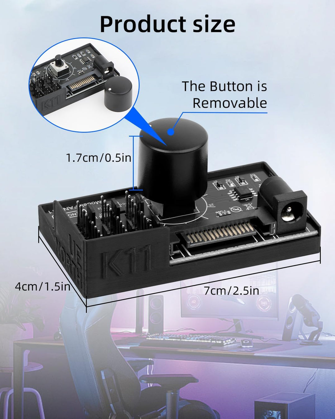 GELRHONR PWM-Lüfter-Hub Controller, 6-Port 4-Pin 12V PWM-PC-Lüftersteuerung, SATA und DC 5521 Strome