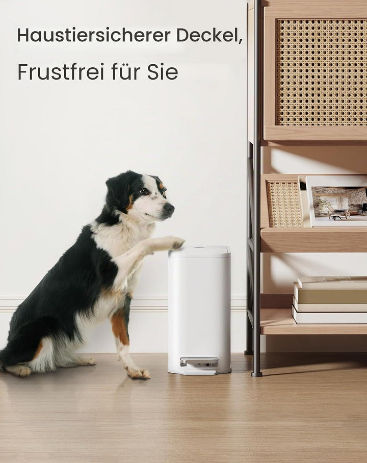 Cesun Kleiner Badezimmer-Mülleimer mit Deckel, sanft schliessend, Trittpedal, 5 Liter, Edelstahl-Mül