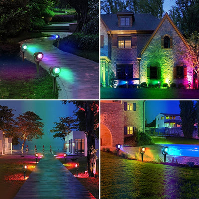 Kefflum 10W RGB Gartenbeleuchtung Scheinwerfer, LED Strahler Gartenlampe mit Erdspiess, IP65 Wasserd