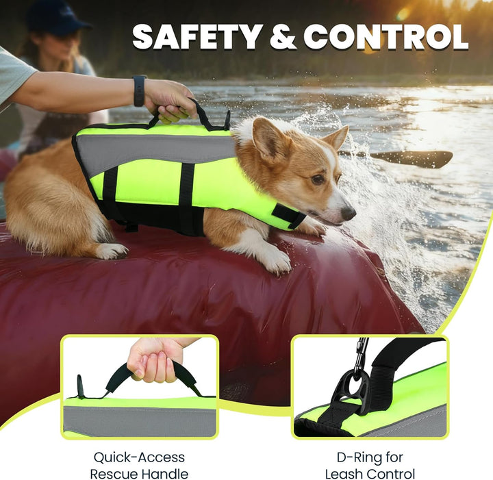 VIVAGLORY Hunde Schwimmweste mit abnehmbarem Frontauftrieb, Rettungsweste mit Reflektierenden Besätz