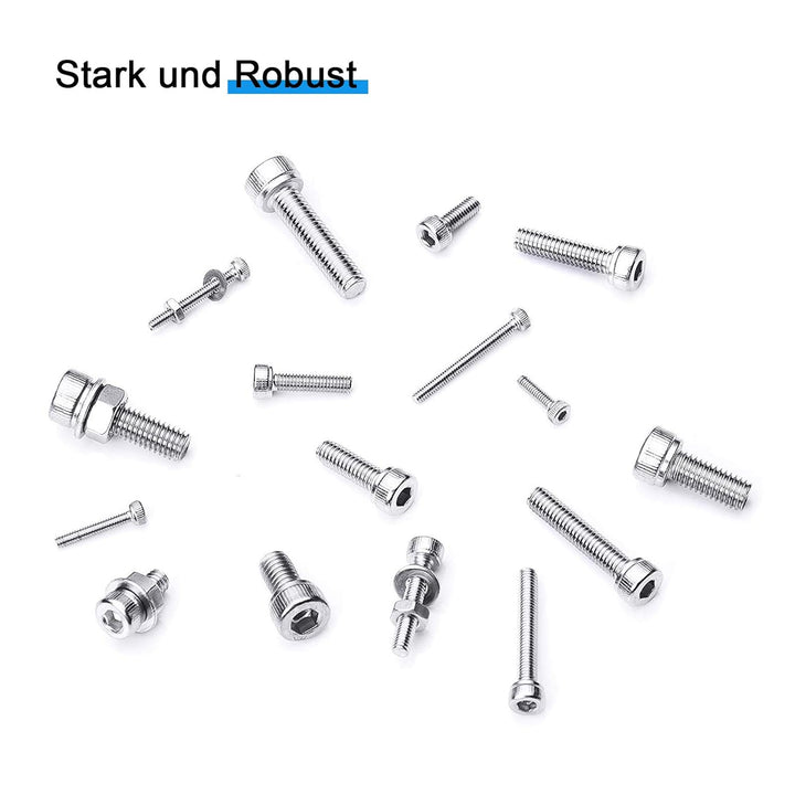 880Pcs M2 M3 M4 Edelstahl-Sechskopf-Knopf Schrauben Schrauben Muttern und Unterlegscheiben Sortiment