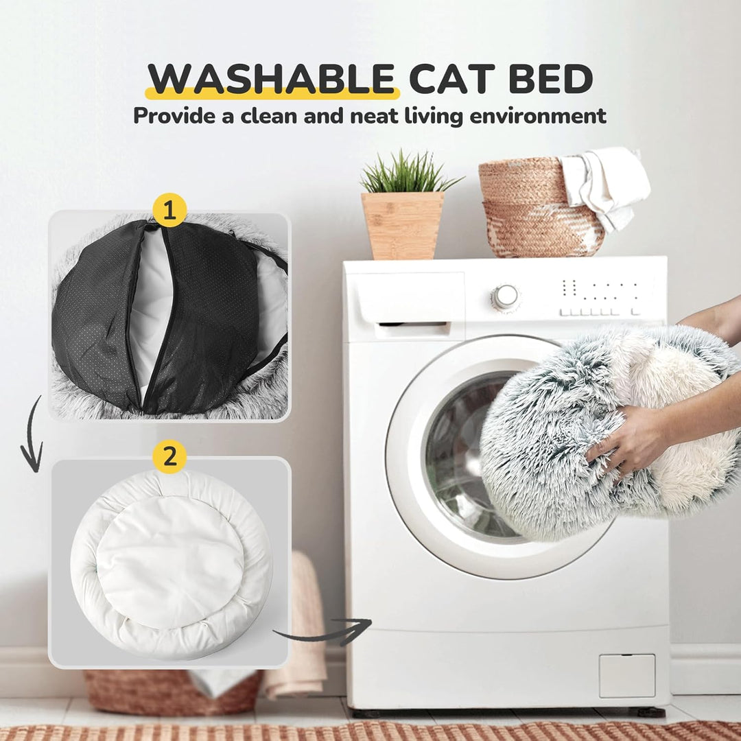 CATISM Katzenbett Waschbar Katzenschlafplatz für Katzen Plüsch Haustier Katzenkopfkissen Katzenkisse