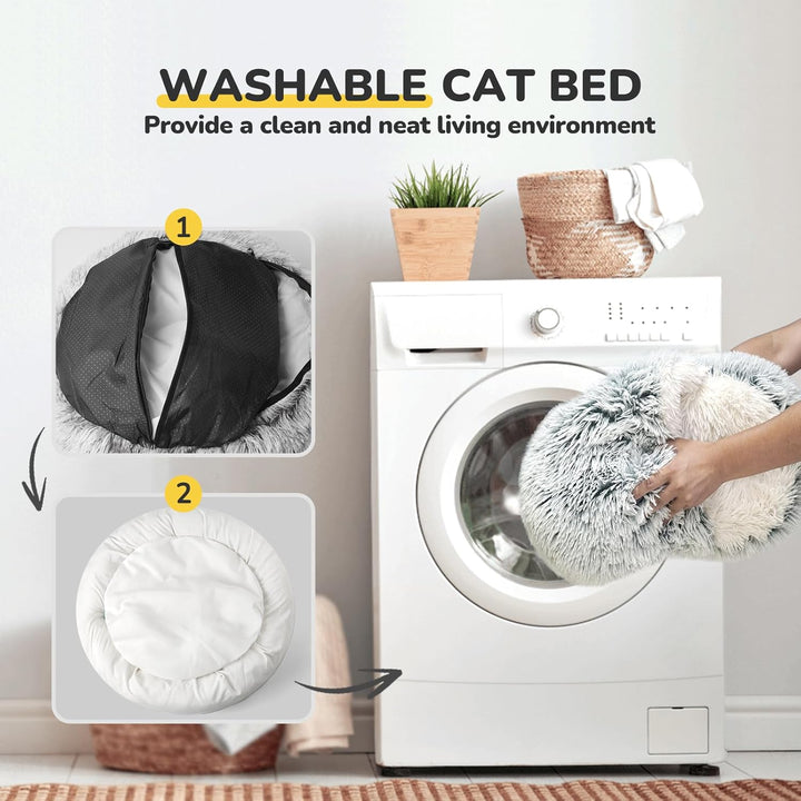 CATISM Katzenbett Waschbar Katzenschlafplatz für Katzen Plüsch Haustier Katzenkopfkissen Katzenkisse