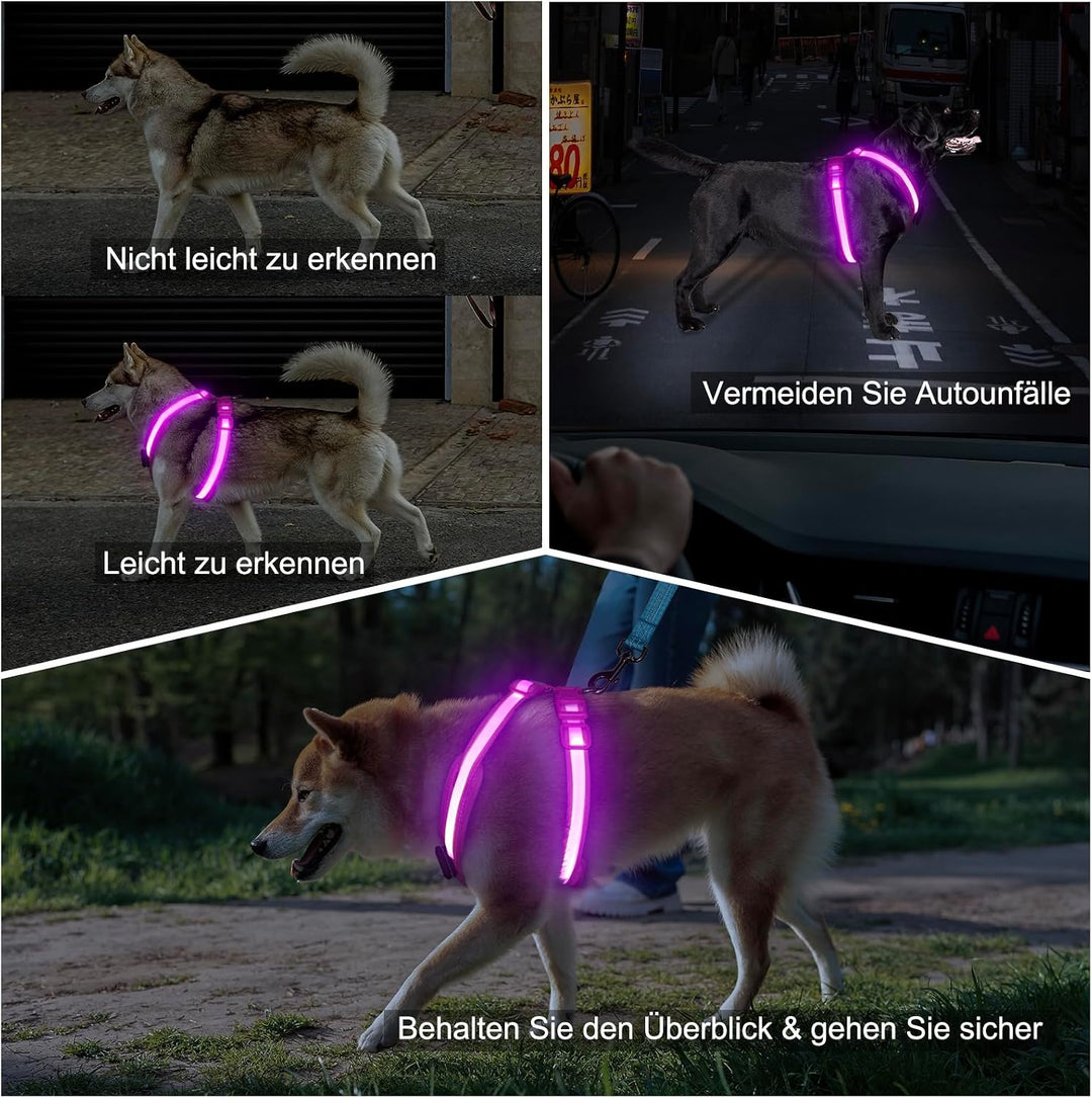 LED Hundegeschirr Wiederaufladbares Beleuchtetes Hundegeschirr Leuchtet Im Dunkeln LED Hundeweste Re