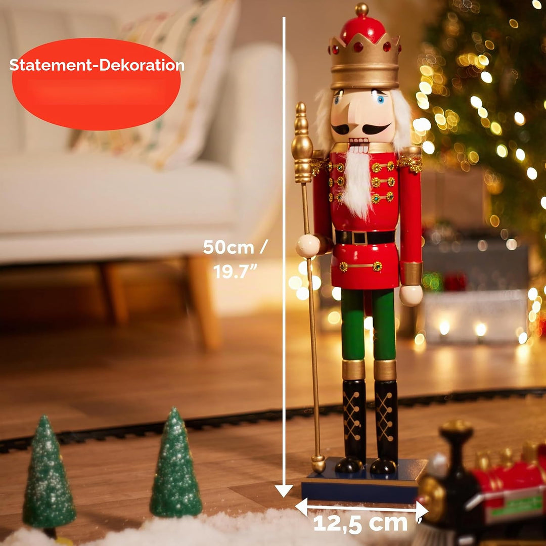 THE TWIDDLERS Grosse Weihnachten Nussknacker Holzfigur, XL 50cm - Klassische Weihnachtsdekoration