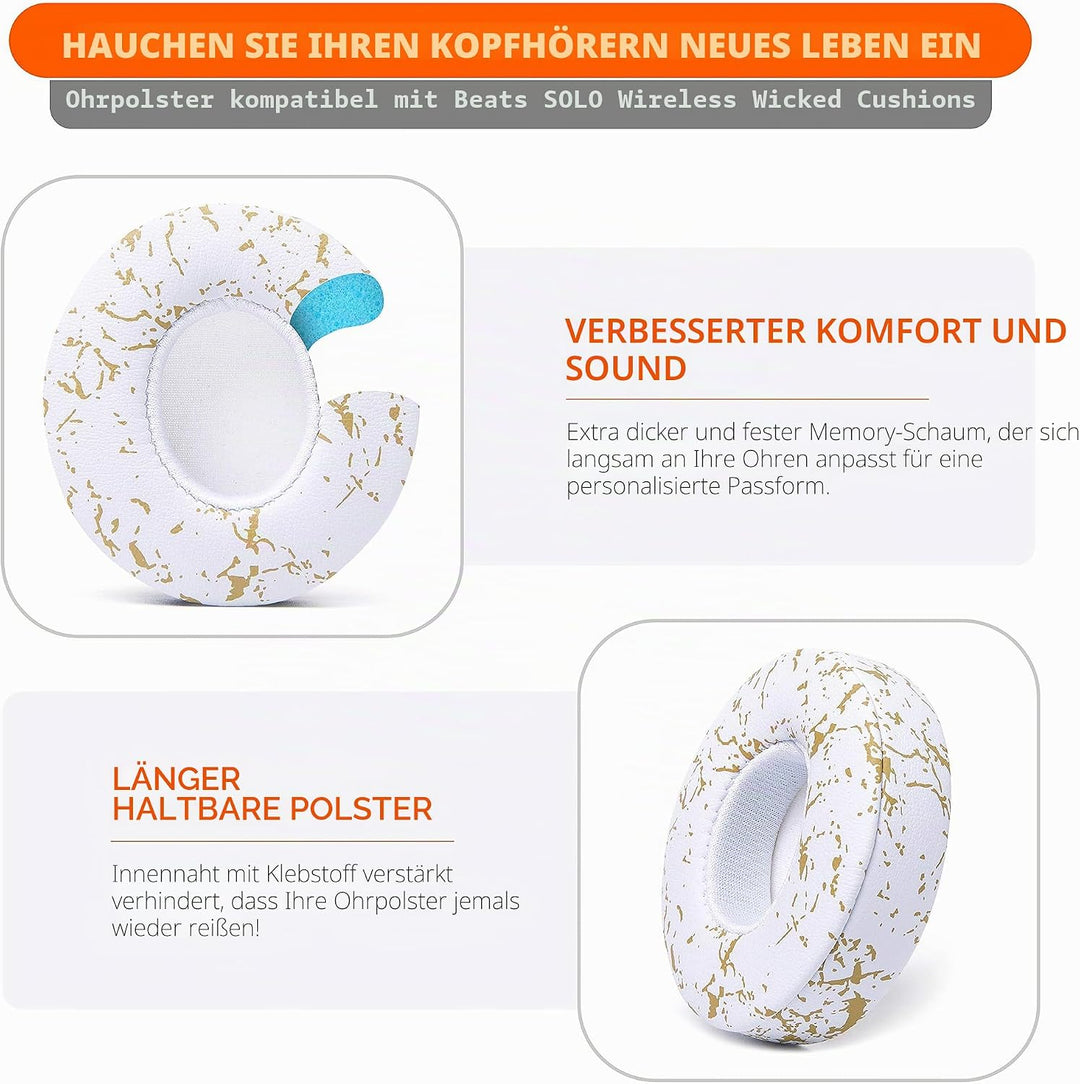 WC Extra Dicke Ersatz-Ohrpolster für Beats Solo 2 &amp; 3 Wireless On-Ear-Kopfhörer von Wicked Cushions