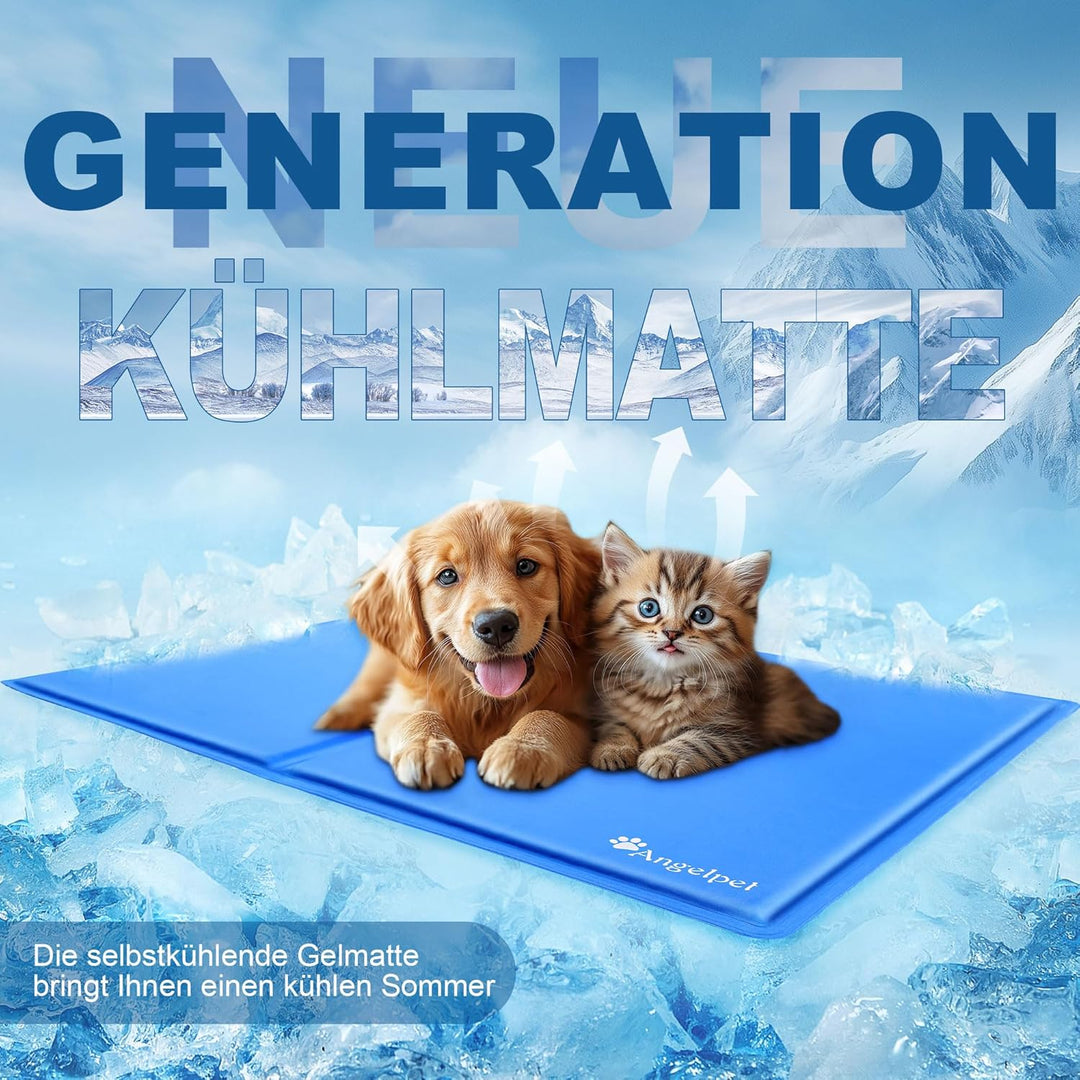 Angelpet Kühlmatte Hund, L 90x50cm – Ungiftige Selbstkühlende Gelmatte Bett, Langlebige wasserdichte