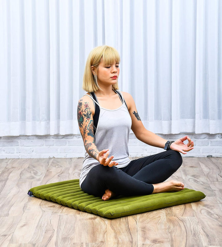 Leewadee Zabuton Rollbare Meditations-Matte Tragbare Sitzmatte Ökologisches Naturprodukt, Kapok, 69