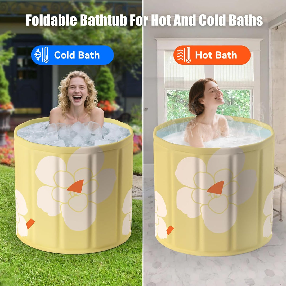 Yellow bathtub Tragbare klappbare Badewanne, Freistehende Badewannen für Erwachsene, Eis- und Heissb