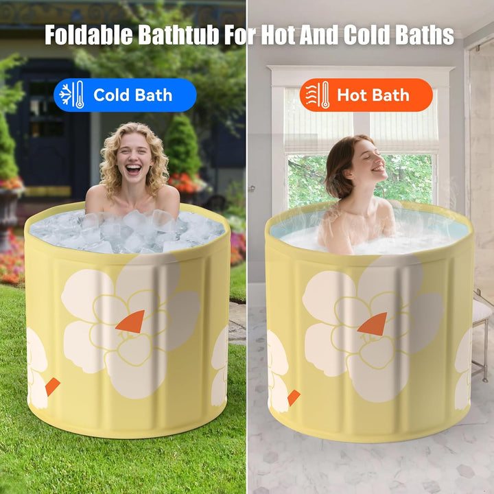 Yellow bathtub Tragbare klappbare Badewanne, Freistehende Badewannen für Erwachsene, Eis- und Heissb