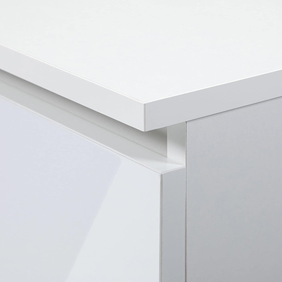 AKORD Nachttisch in minimalistischer Optik, mit 2 Schubladen, B40 x H40 x T35 cm Weiss / Weiss Glänz