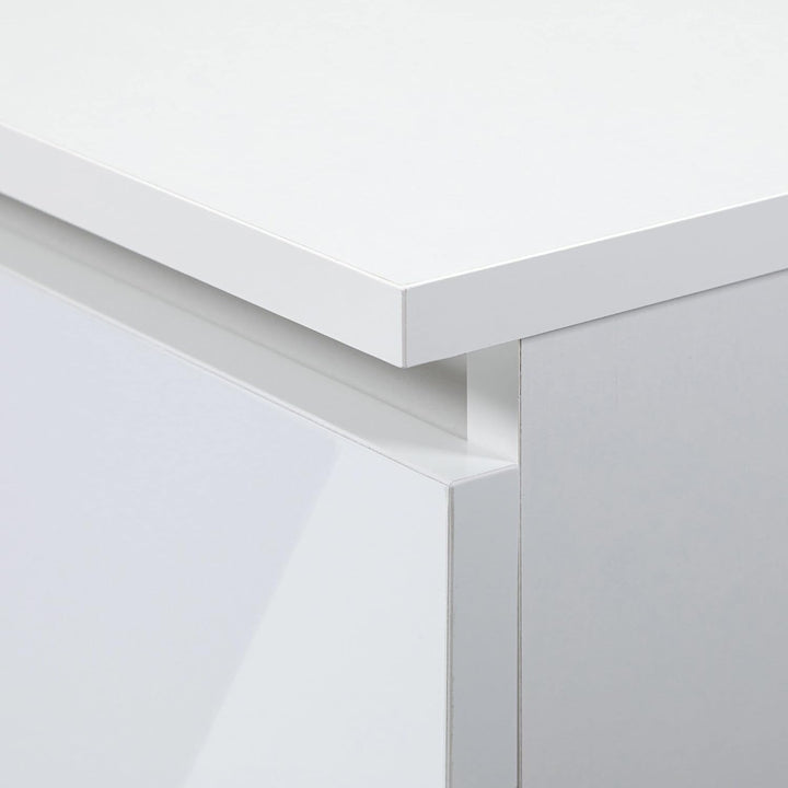 AKORD Nachttisch in minimalistischer Optik, mit 2 Schubladen, B40 x H40 x T35 cm Weiss / Weiss Glänz