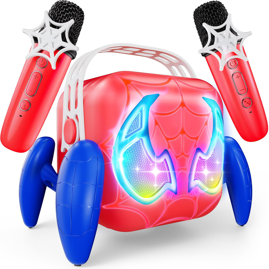 Web Hero Karaoke Maschine mit LED Lichtern und 2 Karaoke Mikrofon für Kinder, Kinder Spielzeug ab 3-