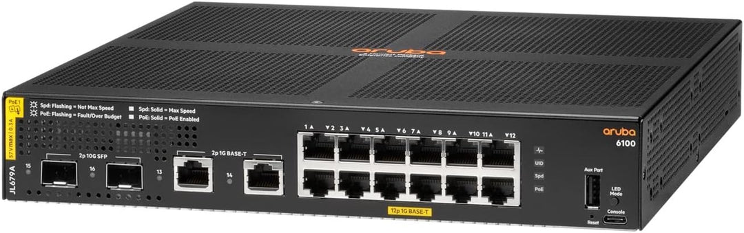 HPE Aruba 6100 Switch 12G CL4 2SFP+ 139W Europe, schwarz (JL679AABB)