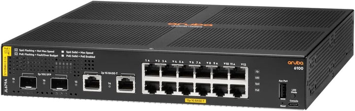 HPE Aruba 6100 Switch 12G CL4 2SFP+ 139W Europe, schwarz (JL679AABB)