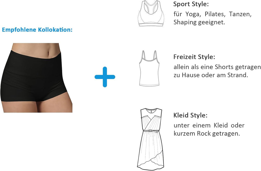 iLoveSIA® Damen-Shorts, ohne Nähte, Shorty, Gummizug, Mehrzweck 2pcs Pack(schwarz+weiss) M, 2pcs Pac