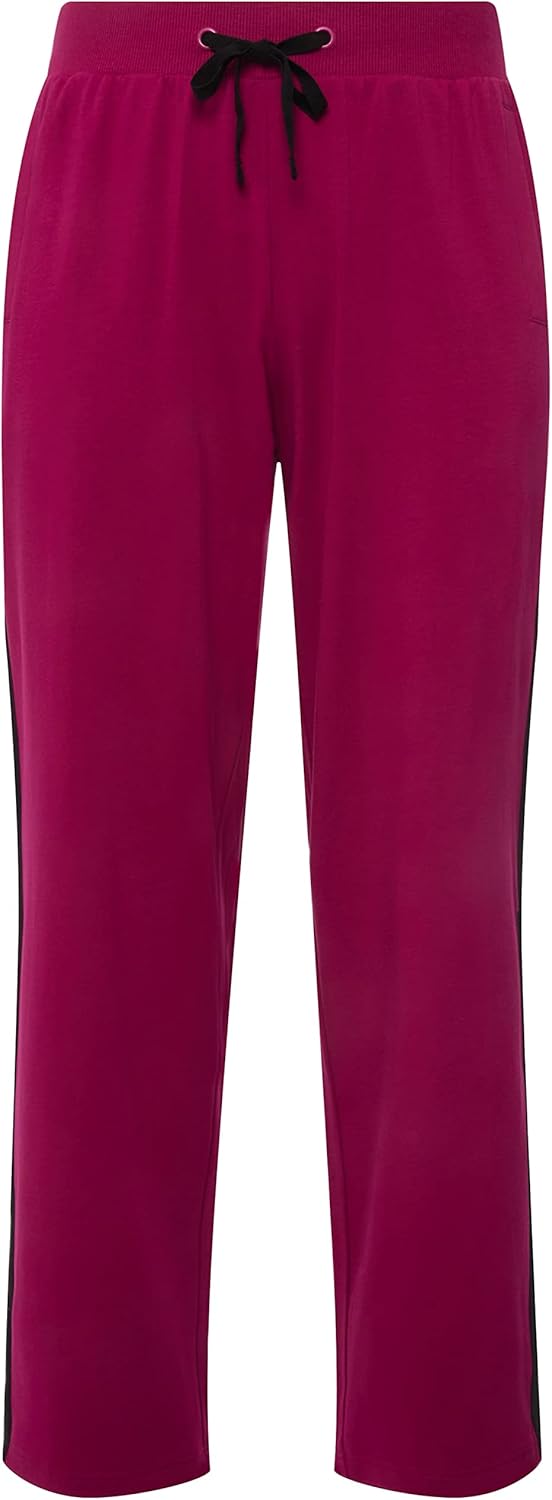 Ulla Popken Damen Jogginghose, Seitliche Streifen, Elastikbund Hose 36W / 32L Magnolienrot, 36W / 32