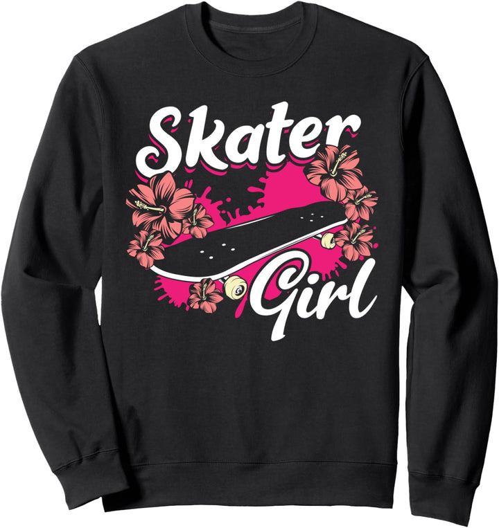 Skater Girl blumiges Skateboard Sweatshirt