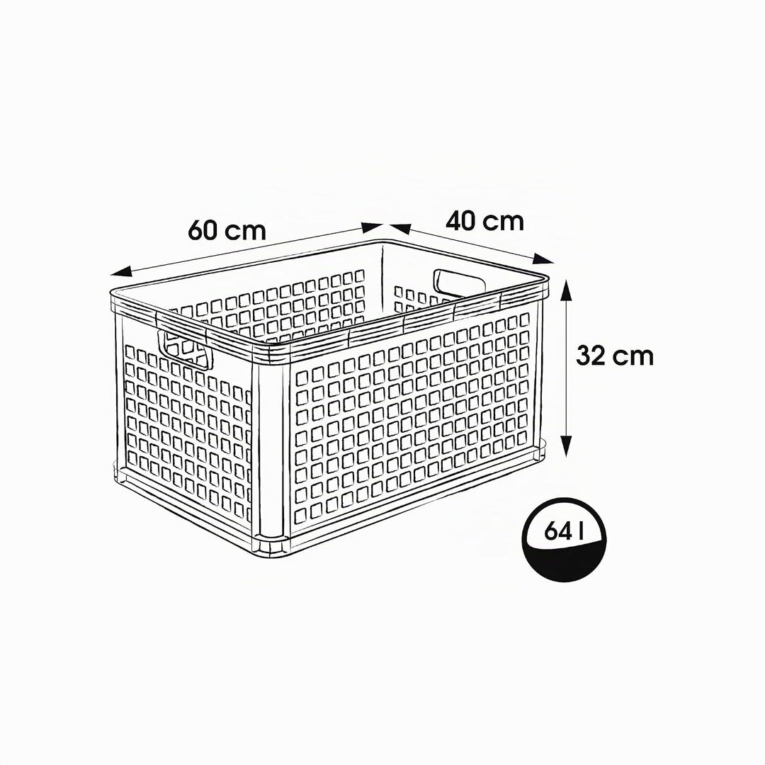 keeeper Transportkorb, Stapelbar, Polypropylen, 64 l, Robert, Nordic Grey Nordic Grey 64 L, Nordic G