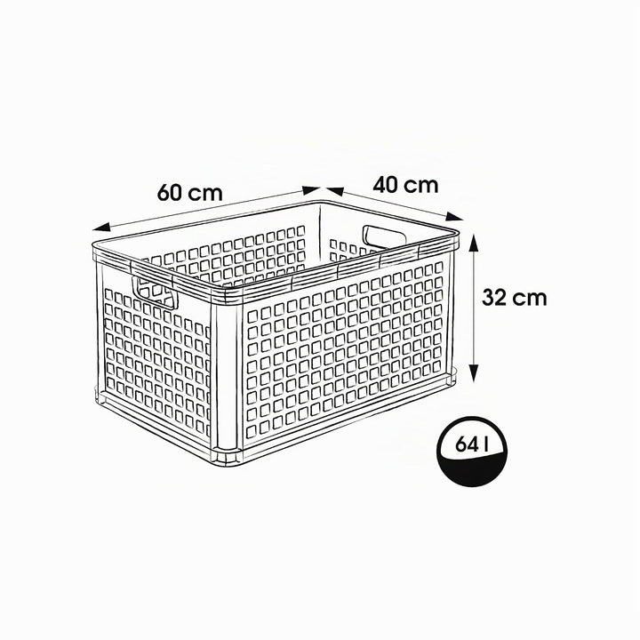 keeeper Transportkorb, Stapelbar, Polypropylen, 64 l, Robert, Nordic Grey Nordic Grey 64 L, Nordic G