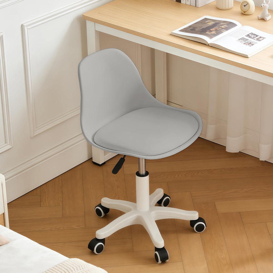 Kleiner Schreibtischstuhl ohne Armlehnen, höhenverstellbarer Home-Office-Stuhl für Jugendliche Grau