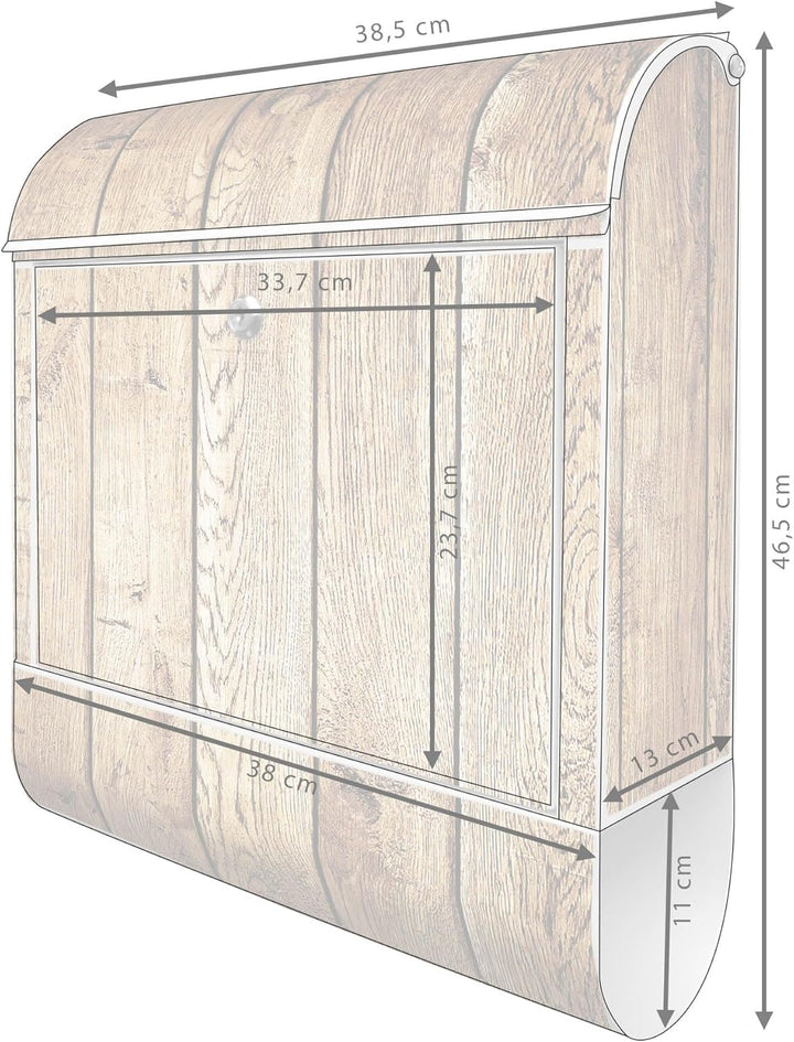 banjado Design Briefkasten 38,5x46,5x13cm & 2 Schlüssel - Briefkasten Stahl Weiss mit Zeitungsfach p