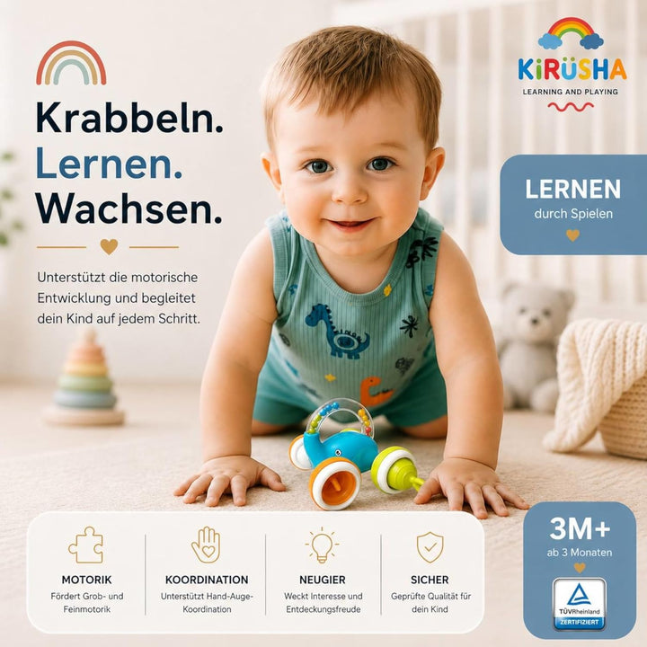 Motorikspielzeug mit Greifring 3in1, Babyspielzeug Rassel ab 3-24 Monate, Entwicklungsspielzeug mit