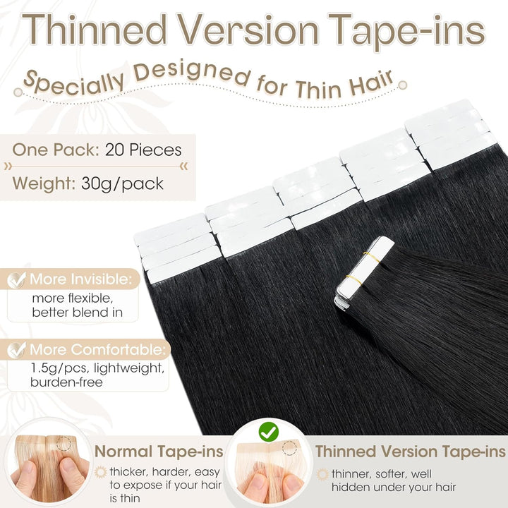 Elailite Tape Extensions Haarverlängerung - Invisible Tape Extensions Echthaar - Remy Real Human Hai